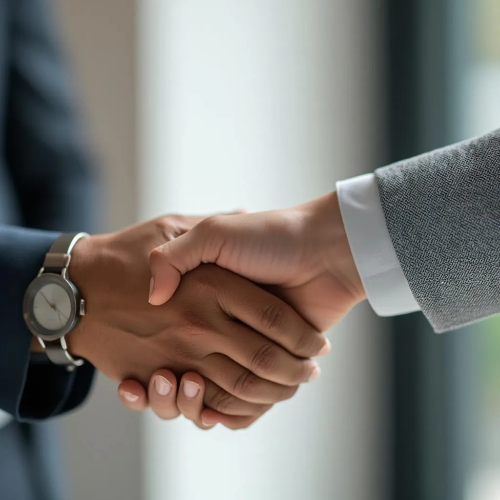 Asesor financiero cerrando un trato con cliente